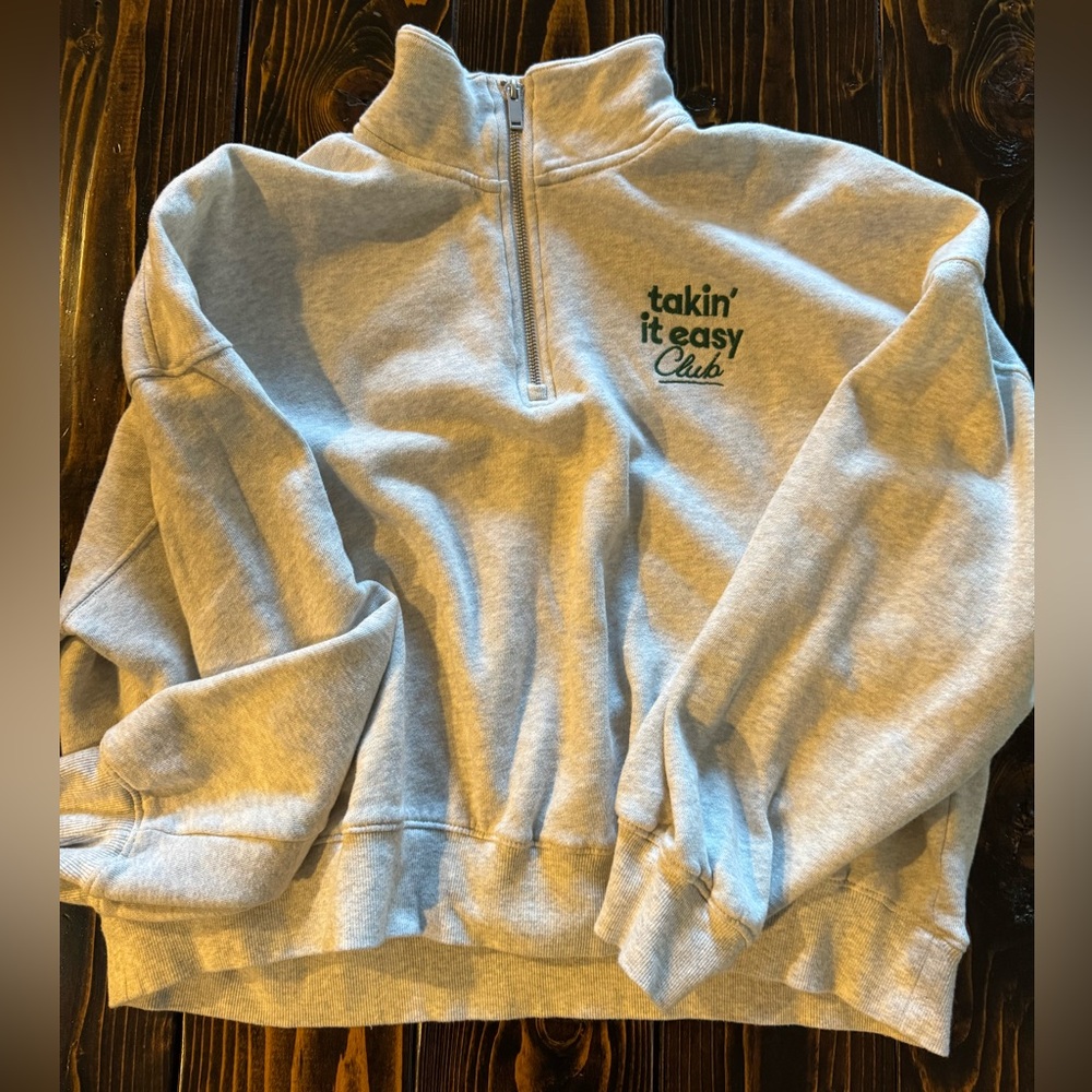 Takin It Easy cropped 1/2 zip sweatshirt